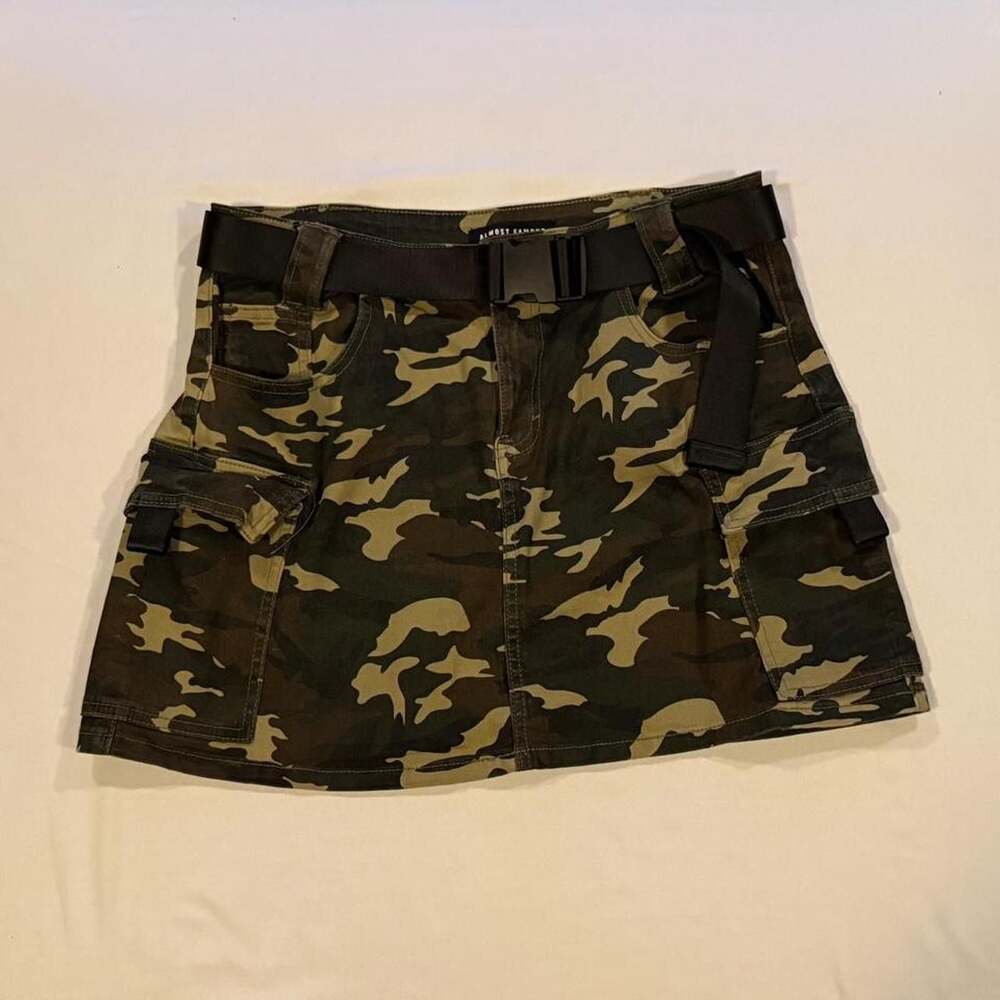Almost Famous Camo Cargo Mini Skirt with Belt